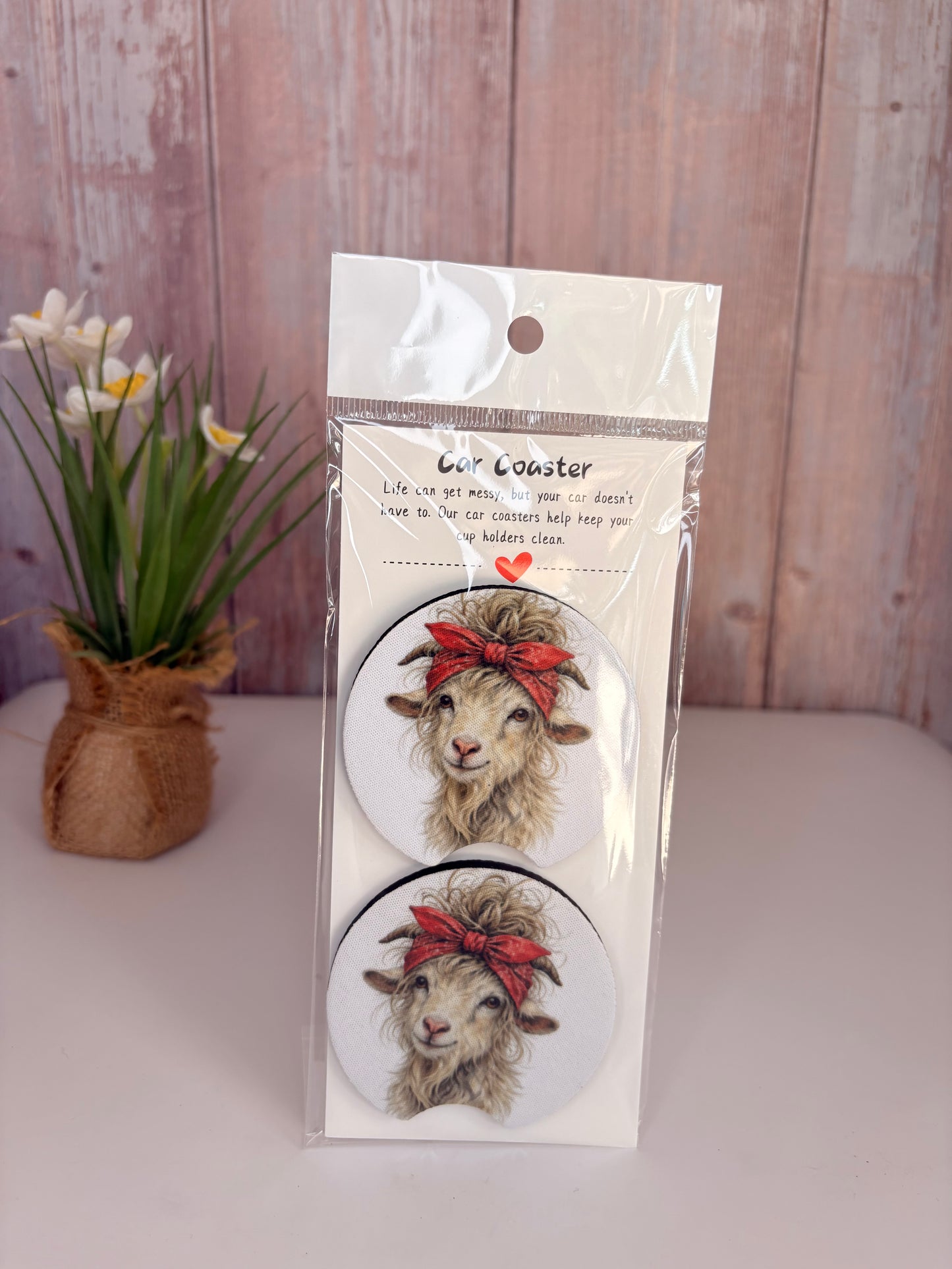 Messy bun goat Car coasters