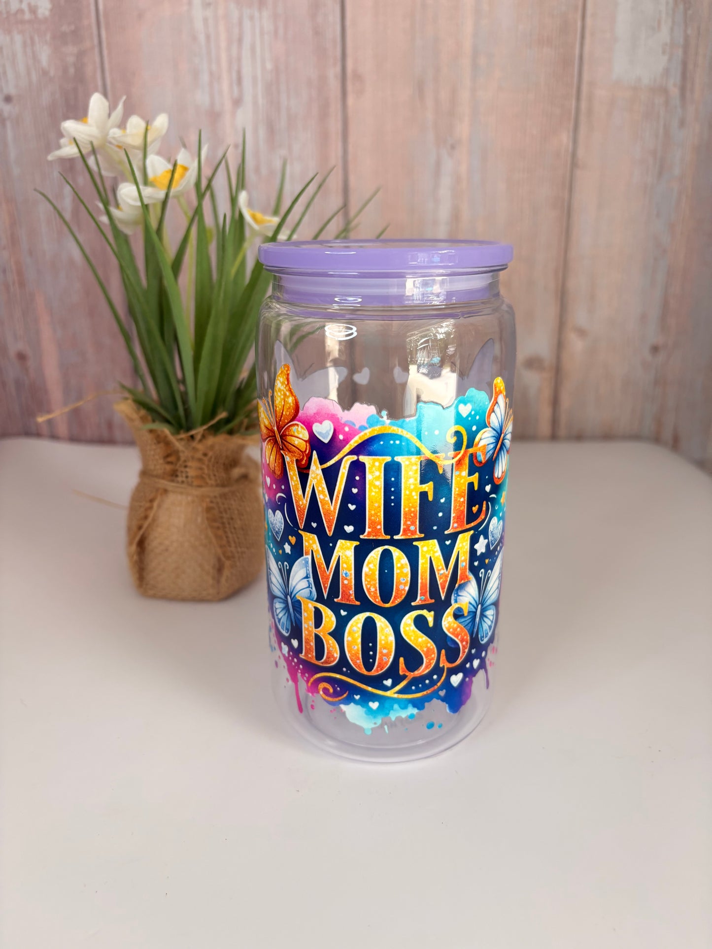 Mom. Wife. Boss plastic cup