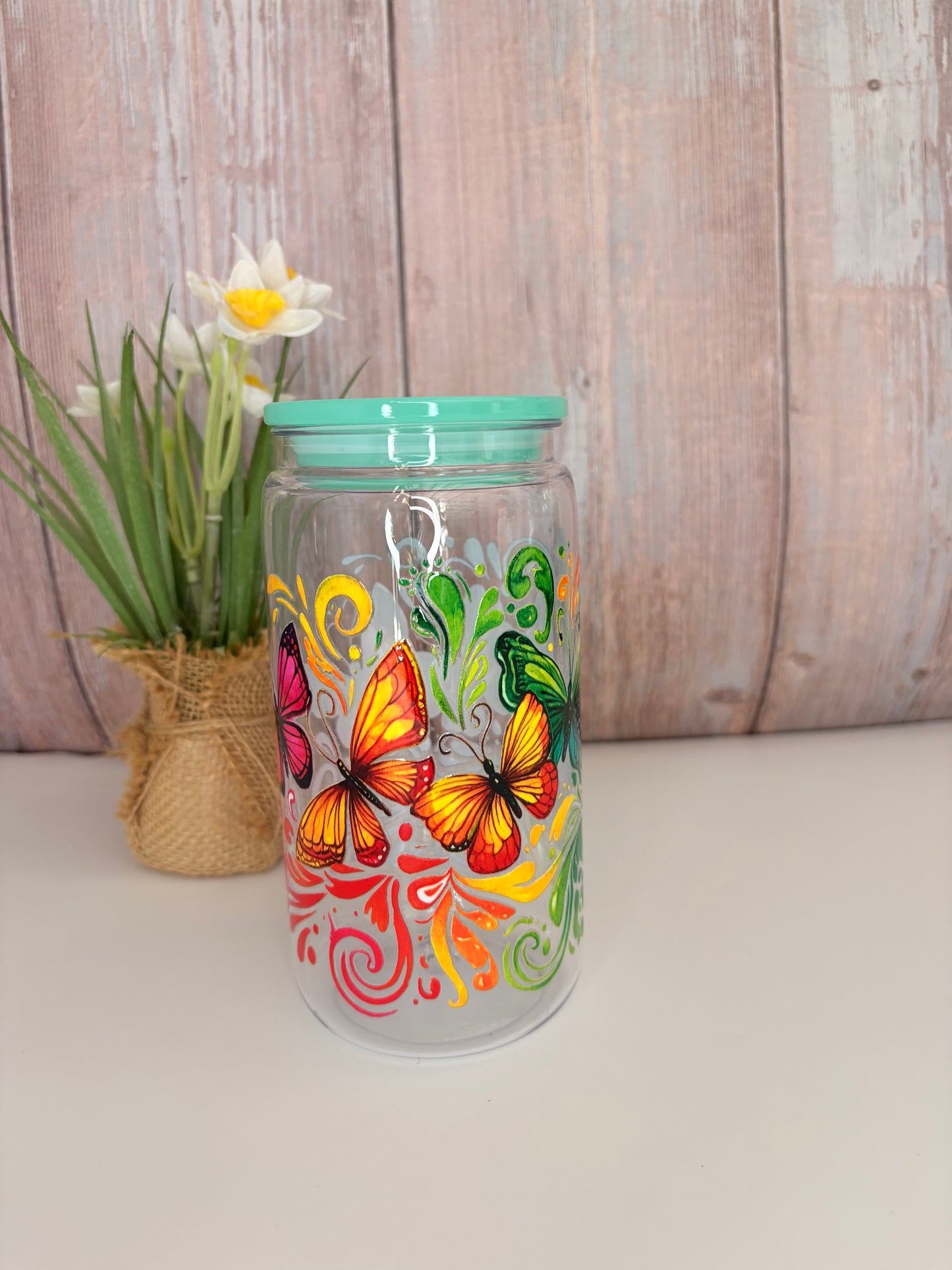 Colorful butterfly plastic cup