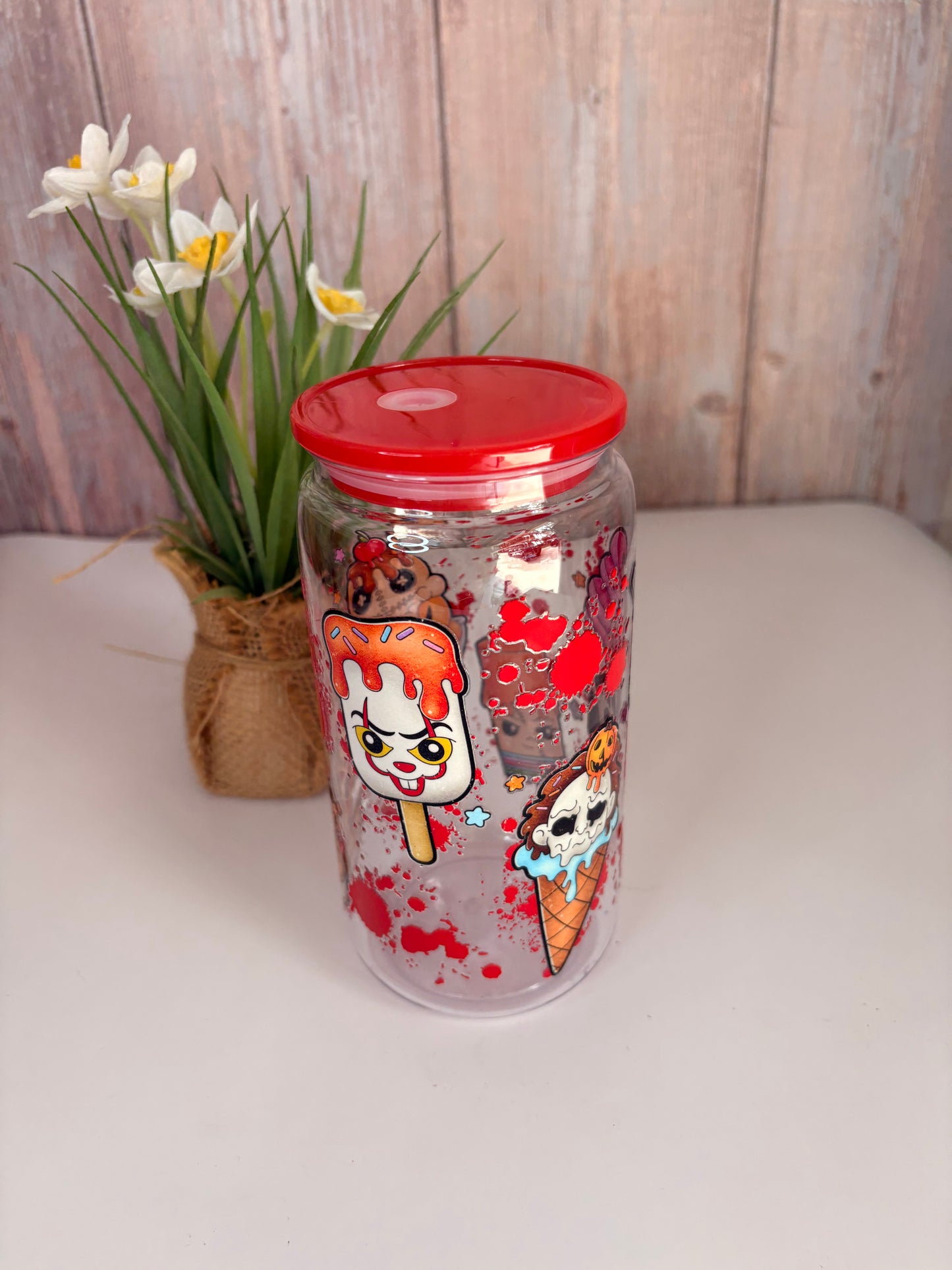 Scary ice cream plastic cup