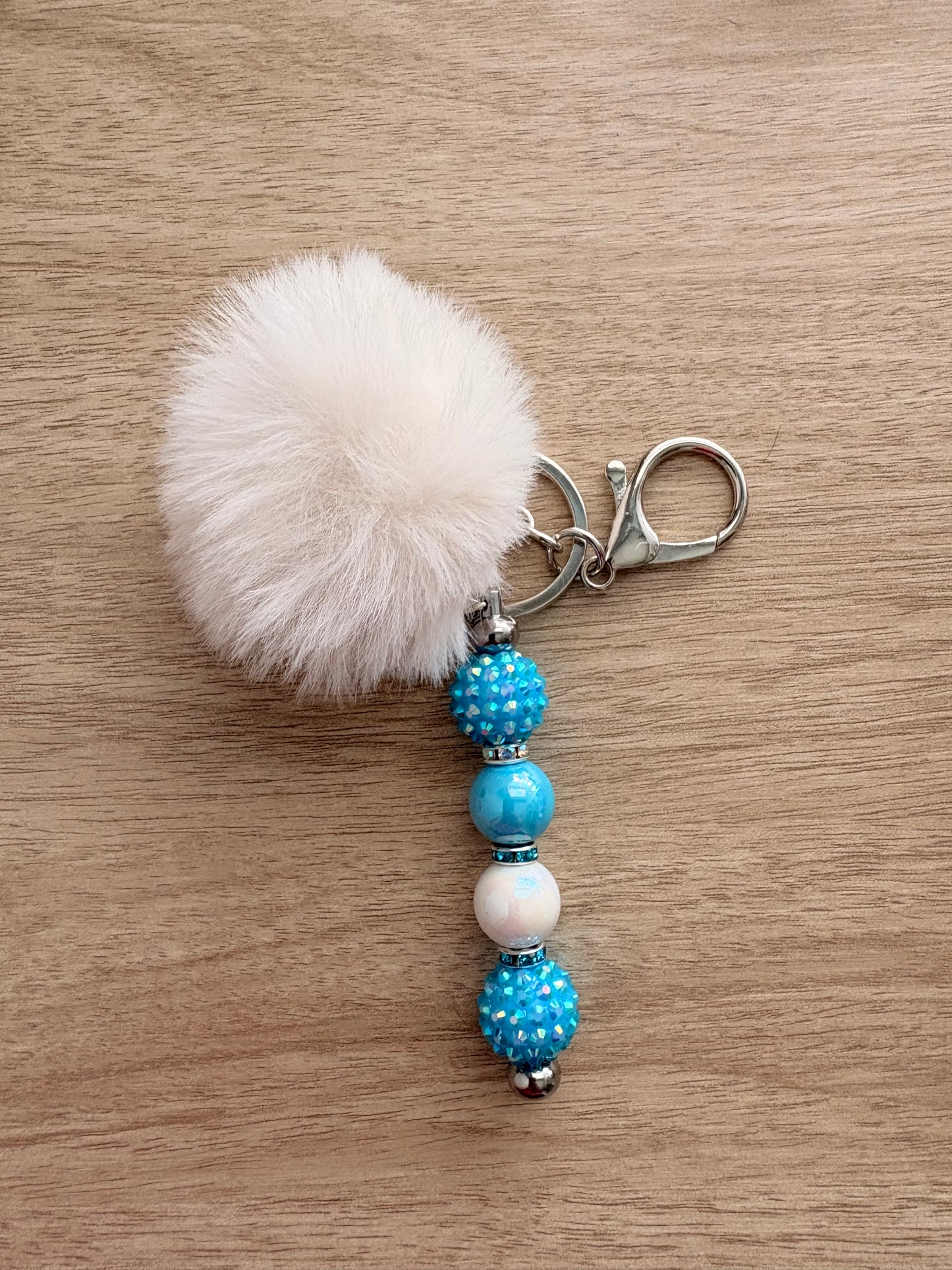 Pom beaded keychain