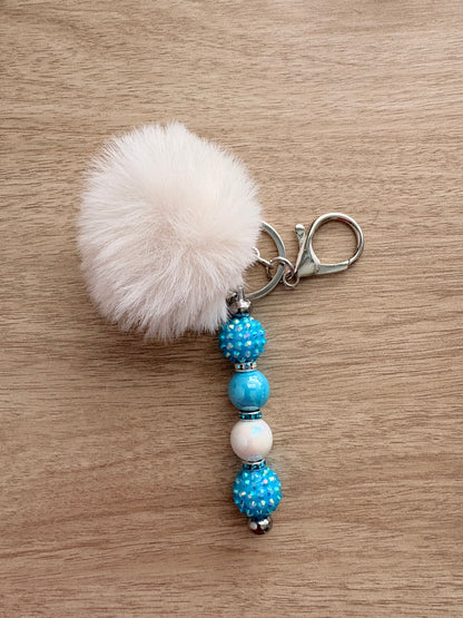 Pom beaded keychain