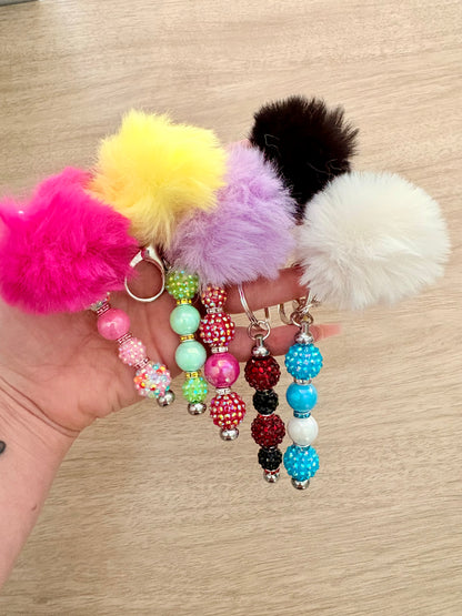 Pom beaded keychain