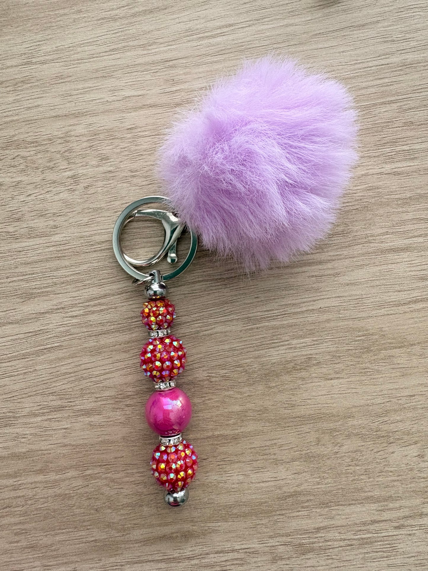 Pom beaded keychain
