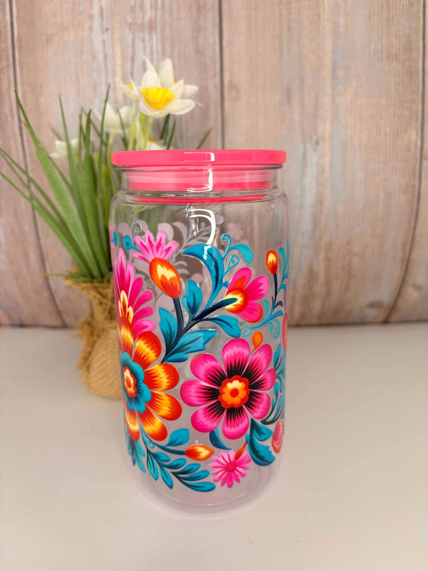 Floral plastic cup