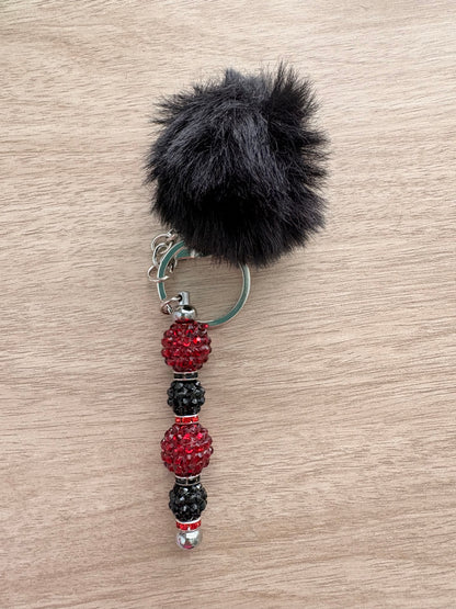 Pom beaded keychain