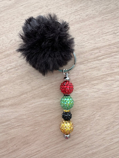 Pom beaded keychain