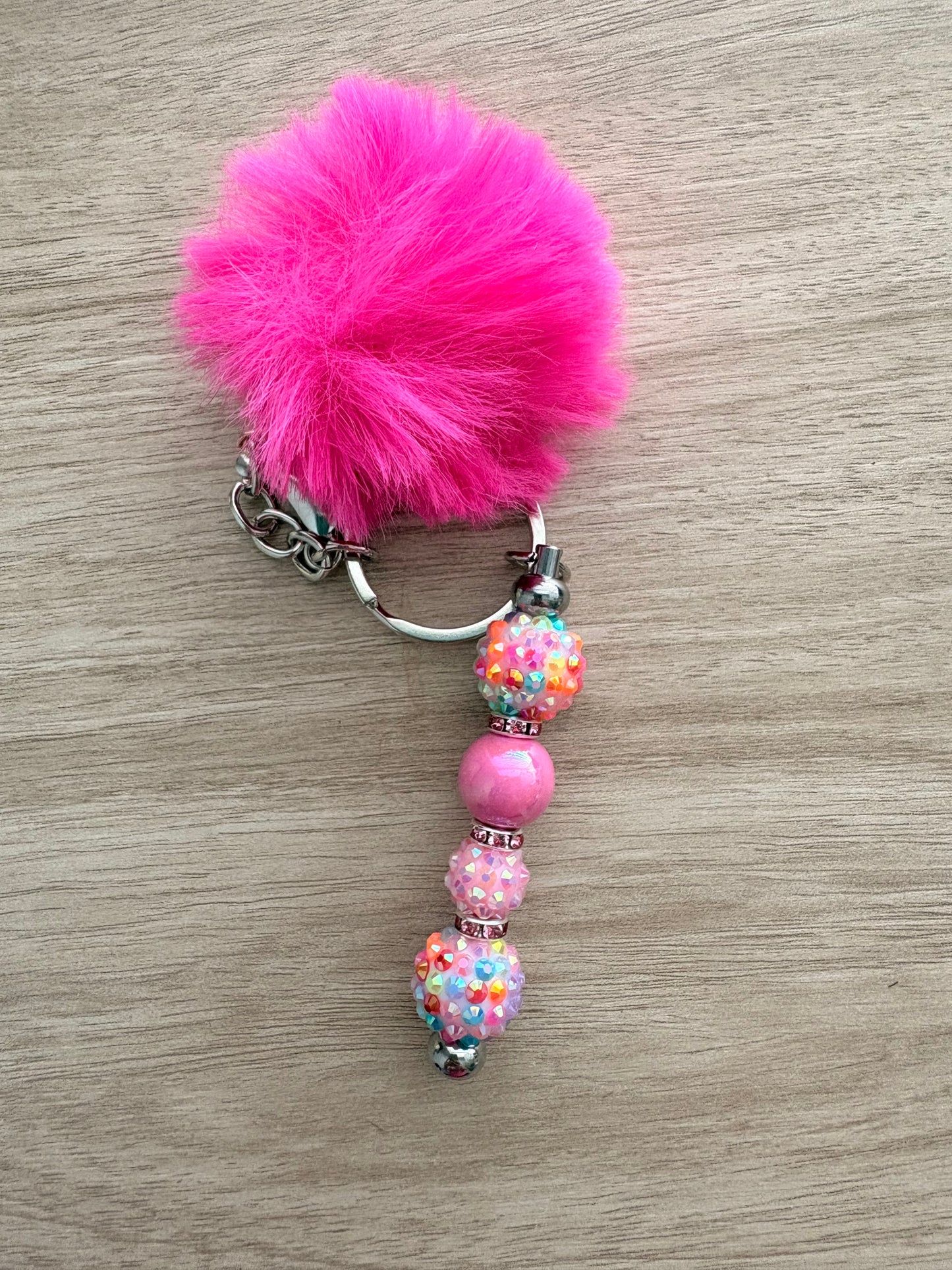 Pom beaded keychain