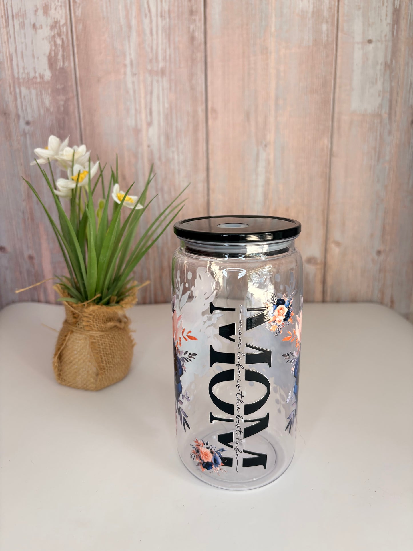 Mom floral plastic cup
