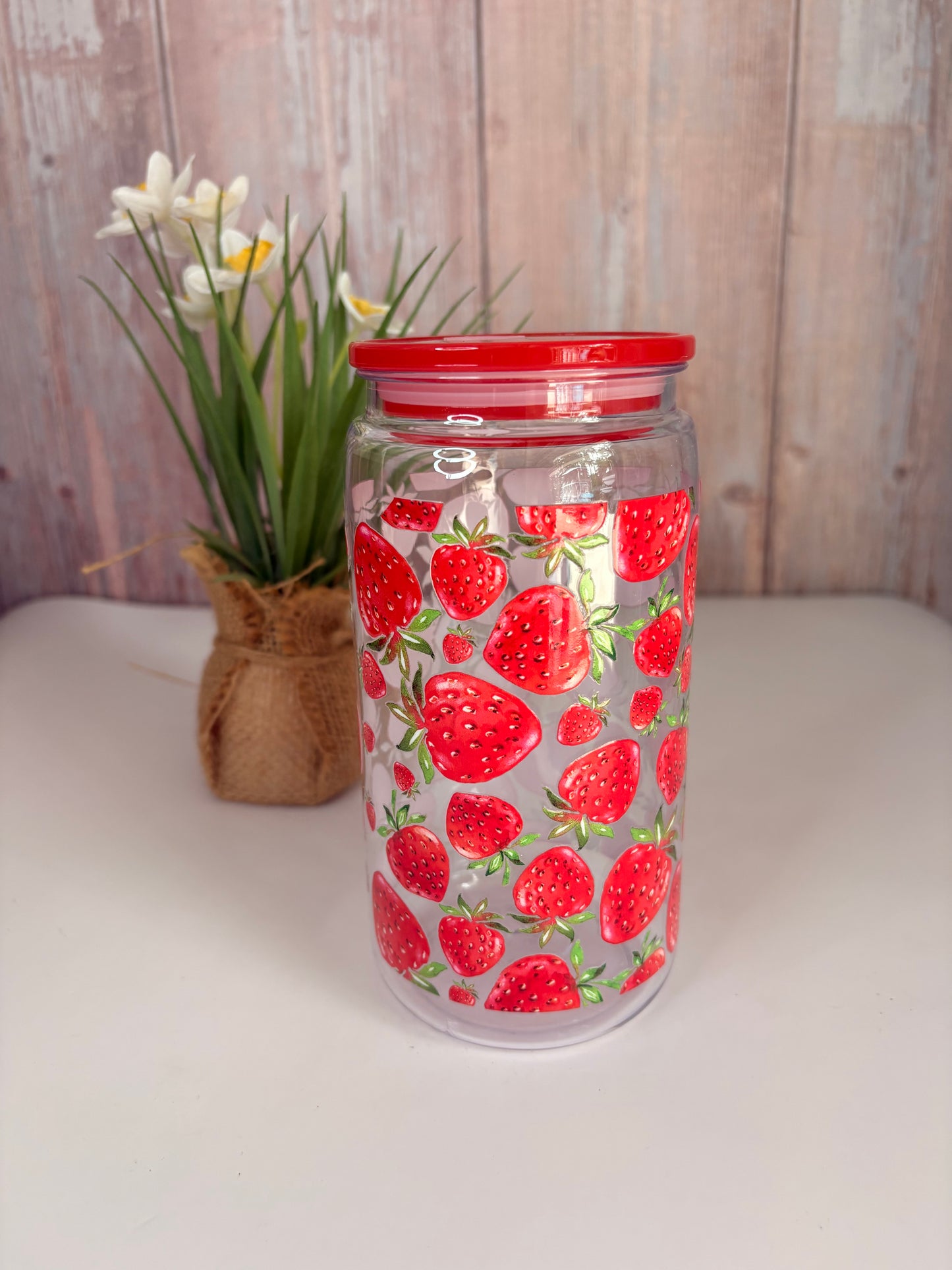 Strawberry plastic cup