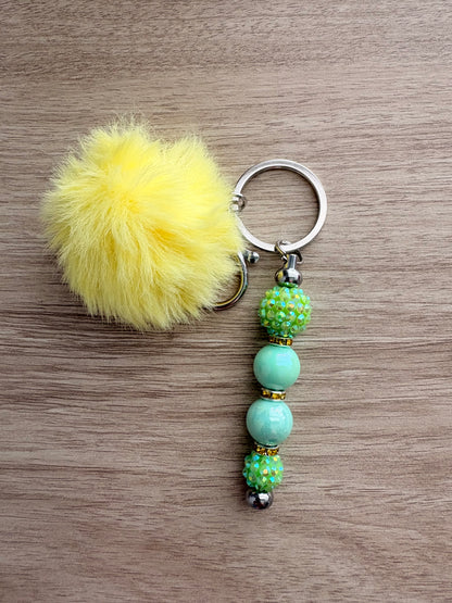 Pom beaded keychain