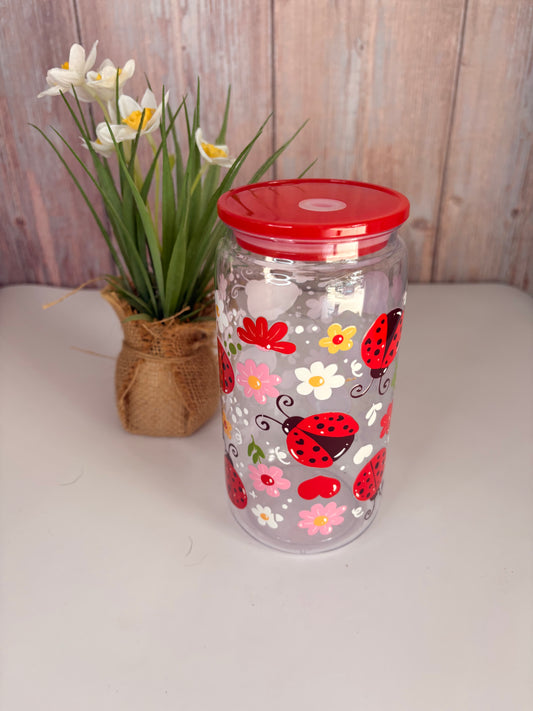 Ladybug and flower plastic cup