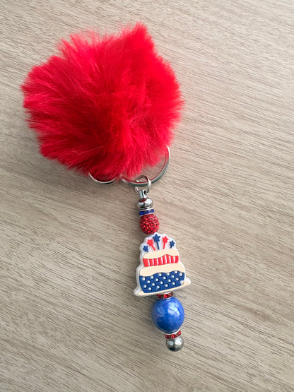 Pom character beaded keychain