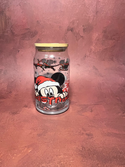 Mouse Christmas Glass Cup
